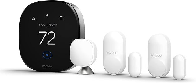 Ecobee Smart Thermostat with room sensors and AI-driven temperature control.