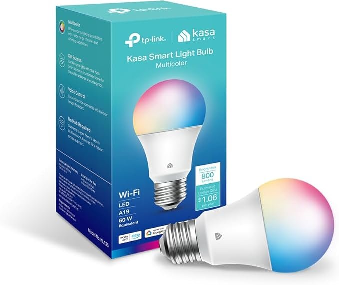 Kasa KL125 Smart Bulb with full RGB color and energy monitoring.