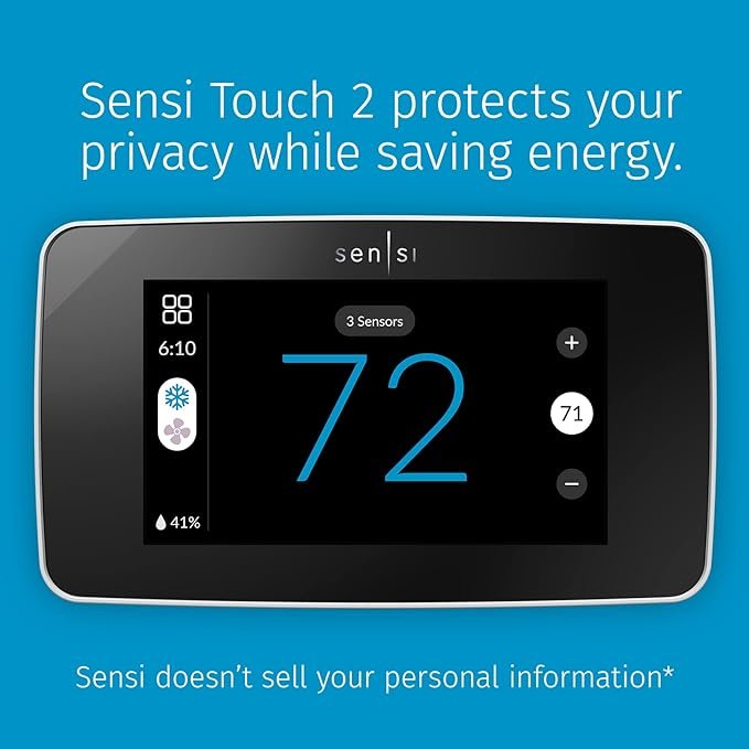 Emerson Sensi Touch Smart Thermostat with a sleek touchscreen display.