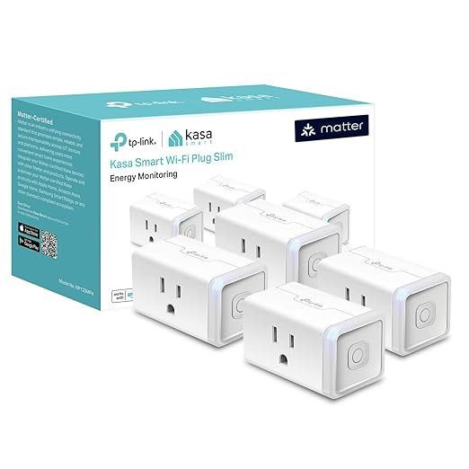 TP-Link Kasa Smart Plug with energy monitoring and remote scheduling.