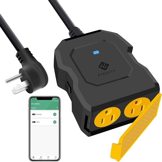 Etekcity Outdoor Smart Plug with weather-resistant design and dual outlets.
