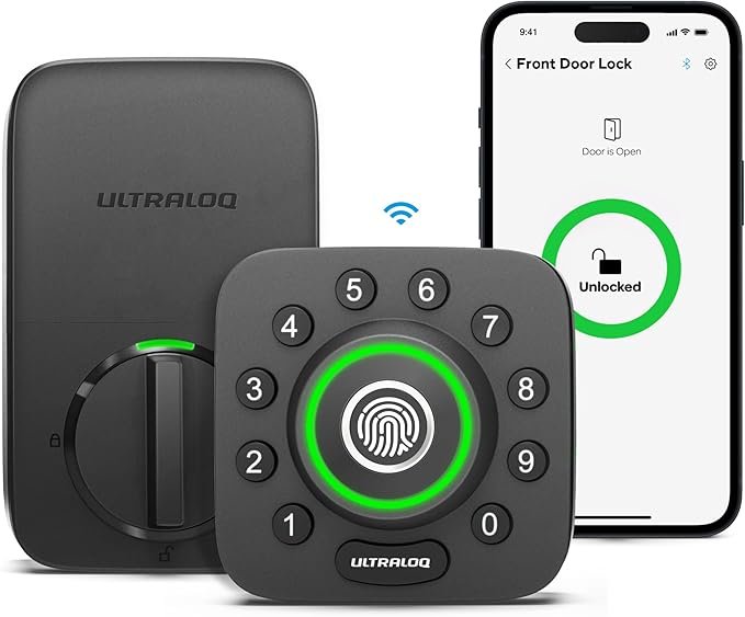 Ultraloq U-Bolt Pro with fingerprint access and long battery life.
